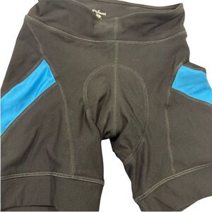 Shebeest Women’s Cycling Shorts Size Small Black Blue Padded USA Made EUC